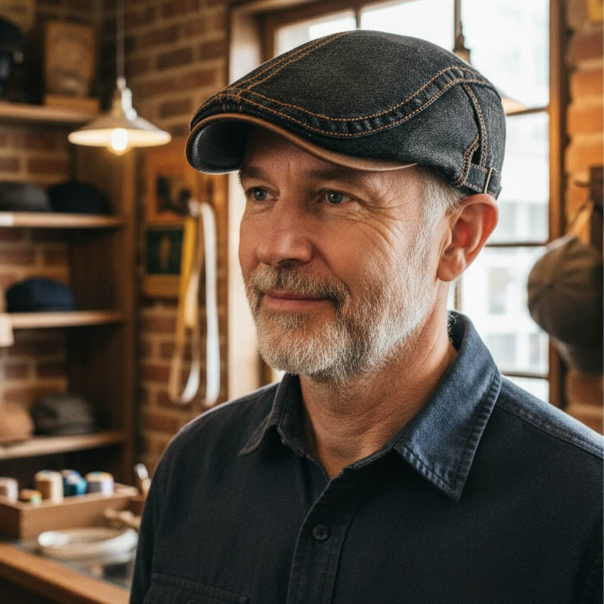 Schiebermütze aus Denim — ANGERMUENDE